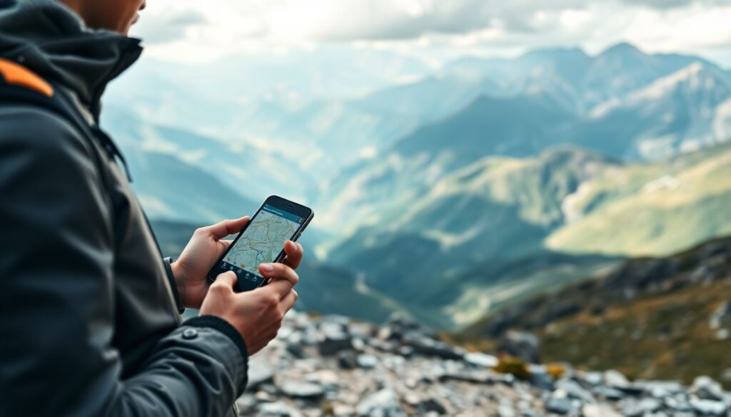 Гид по туристической навигации: карта, компас и GPS - иллюстрация