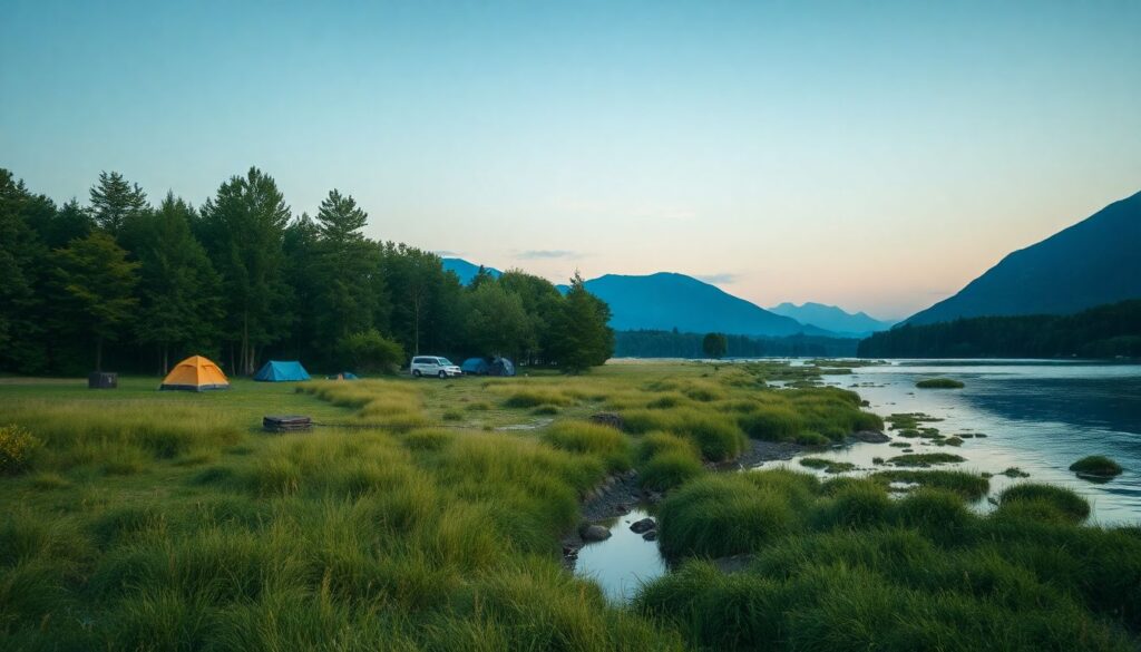 Кемпинг рядом с рекой: маршруты и правила - иллюстрация