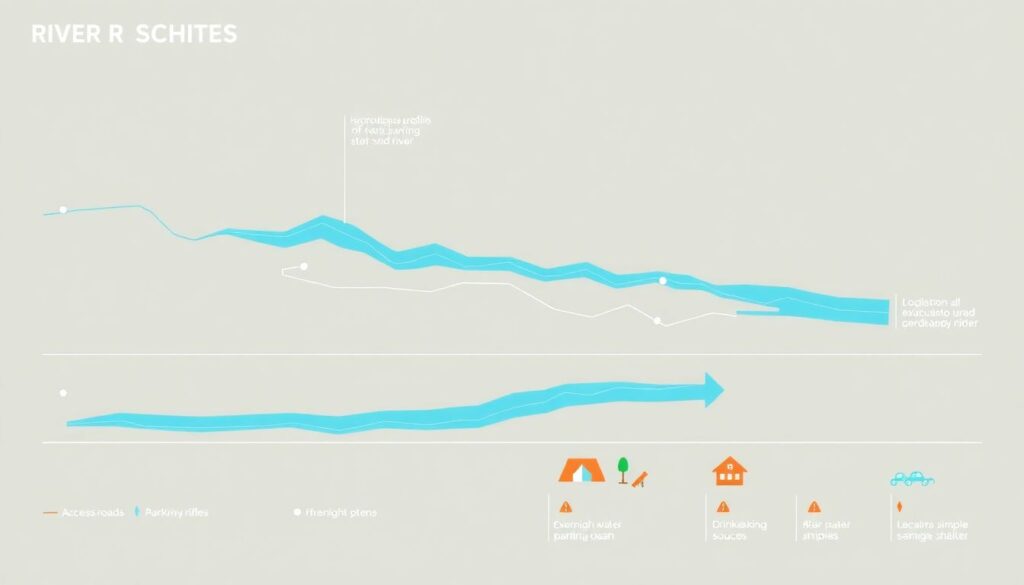 Маршруты для маршрутизации на байдарках и каяках - иллюстрация
