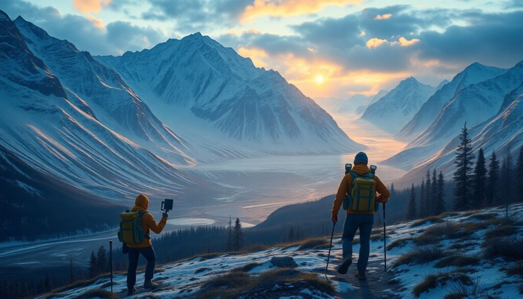 Маршруты по дикой природе Аляски и Скандинавии - иллюстрация